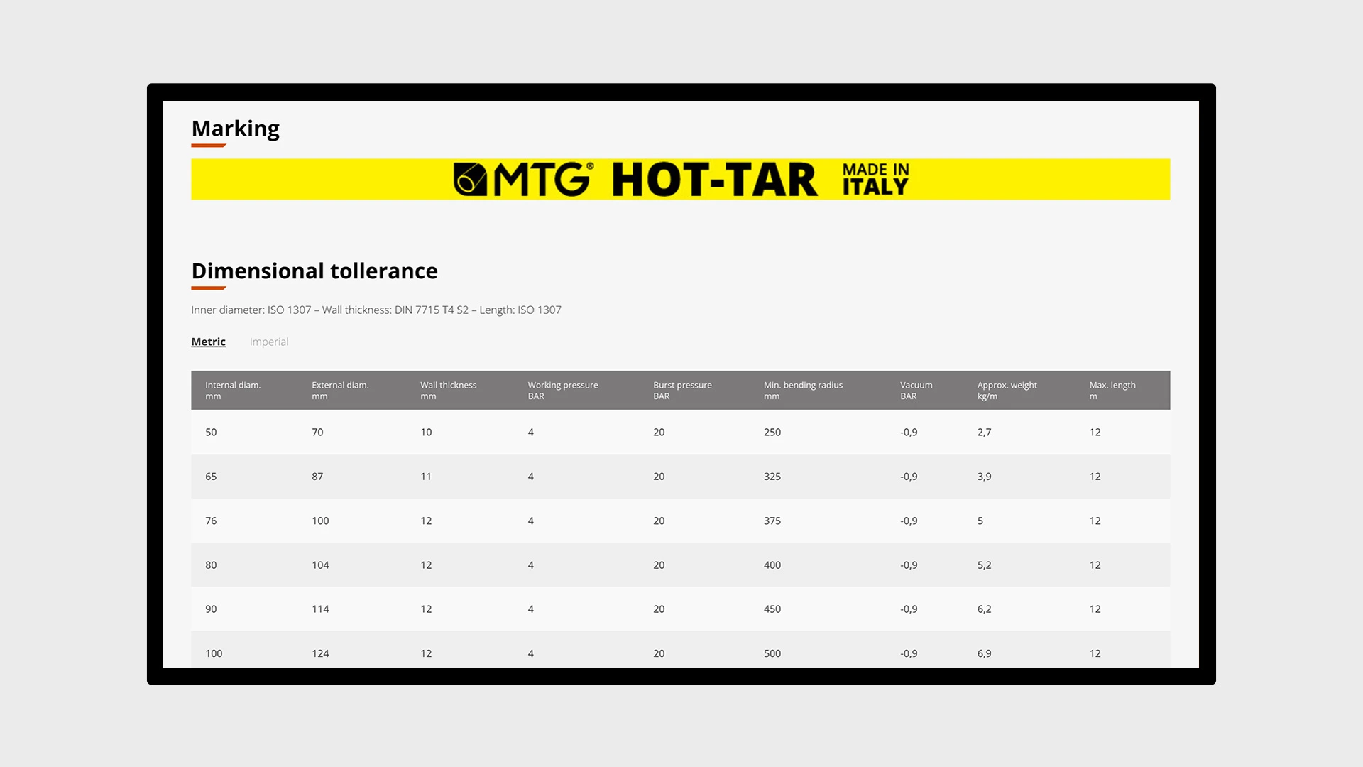 Project work image for MTG S.p.A Manufacturing : MTG Product Detailed Spec Sheets & Downloads