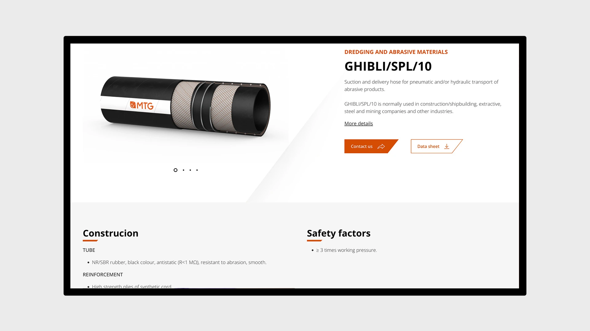 Project work image for MTG S.p.A Manufacturing : Product Hoses Individual Pages