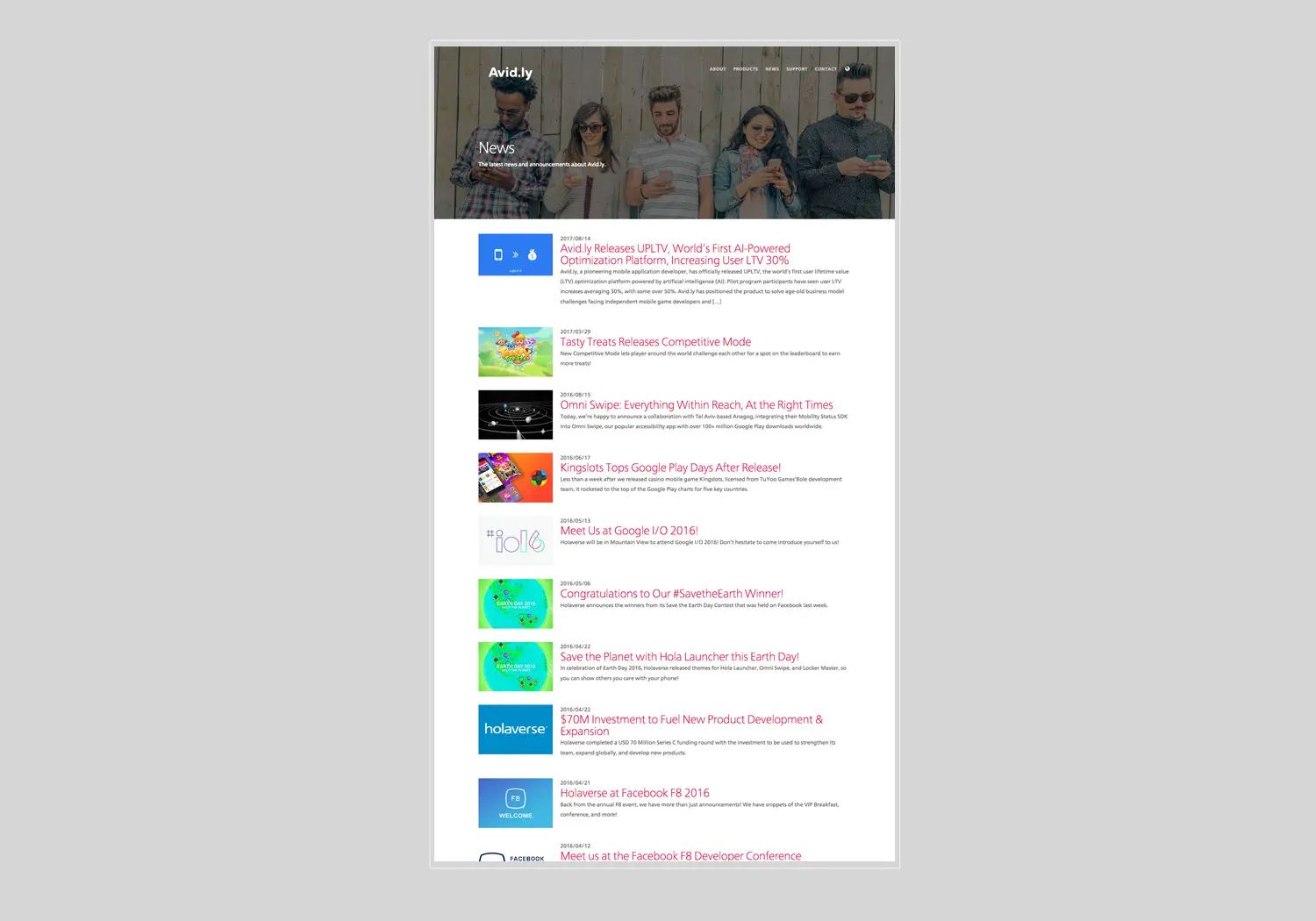 Project work image for Avidly : News Pages