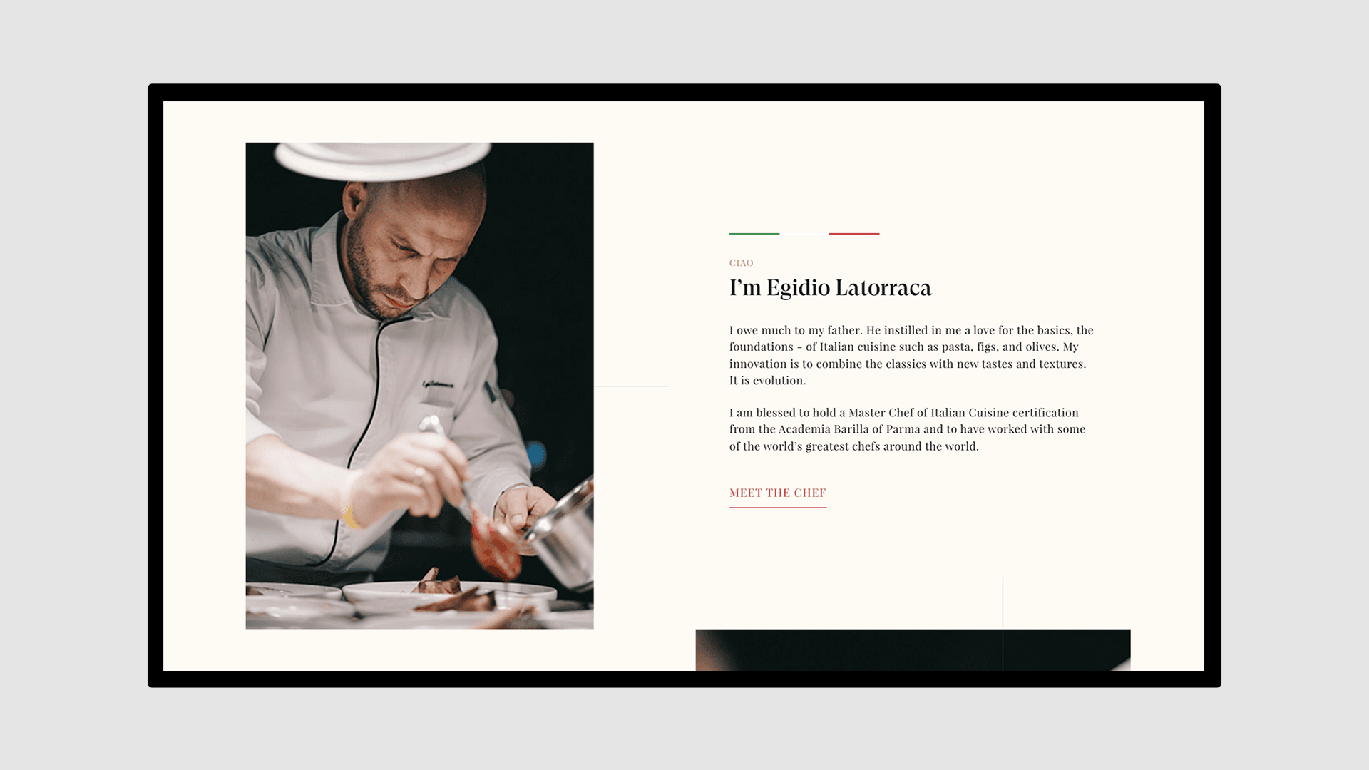 Project work image for Chef Egidio Latorraca : Website 